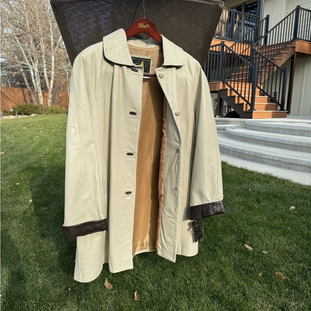 NWT Vintage Italian Leather Trench Coat